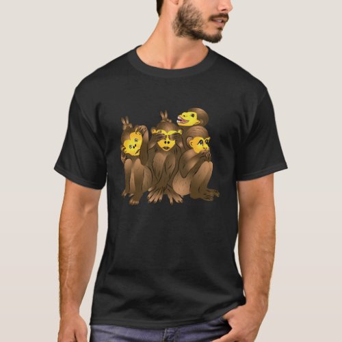 Speak Hear  See No Evil Three Monkies Wise Monkey T_Shirt