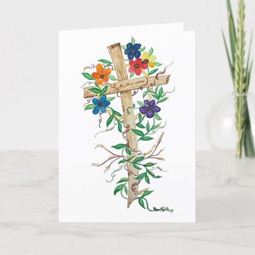Speak Jesus Flowery Cross Greeting Card