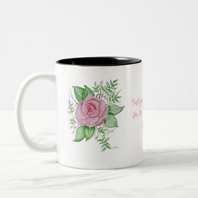 Speak Jesus PInk Rose Two-Tone Coffee Mug (Left)
