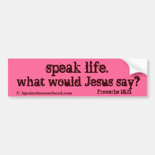 speak life what would Jesus say Customize It Bumper Sticker