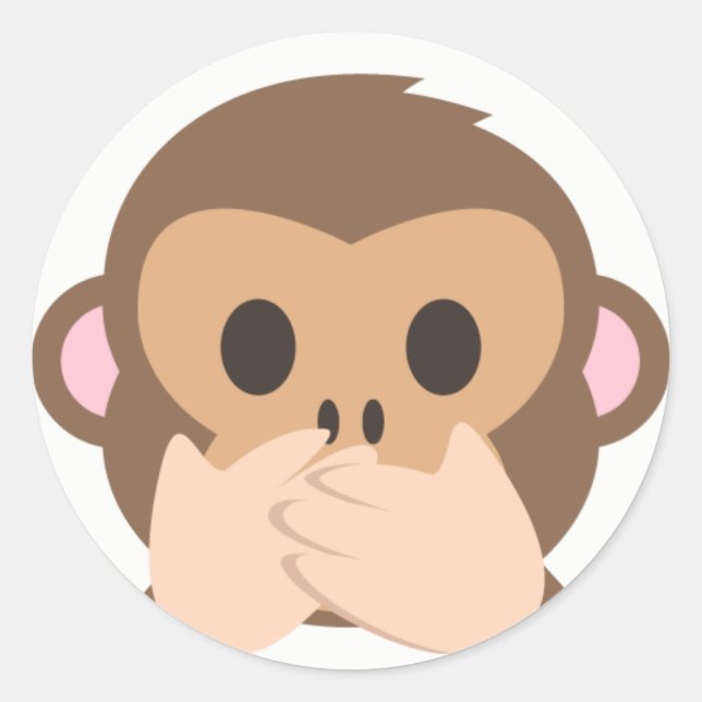Speak-No-Evil Monkey Emoji Classic Round Sticker (Front)