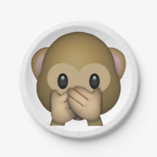 Speak No Evil Monkey - Emoji Paper Plates (Front)