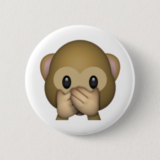 Speak No Evil Monkey - Emoji Pinback Button (Front)