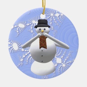 Speak No Evil Snowman Christmas Tree Decoration by DigitalDreambuilder at Zazzle