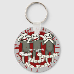 Speak No Evil Sock Monkeys keychain