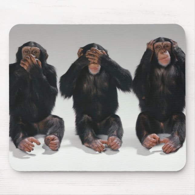 Speak No See No Hear No Evil Monkeys Mousepad (Front)
