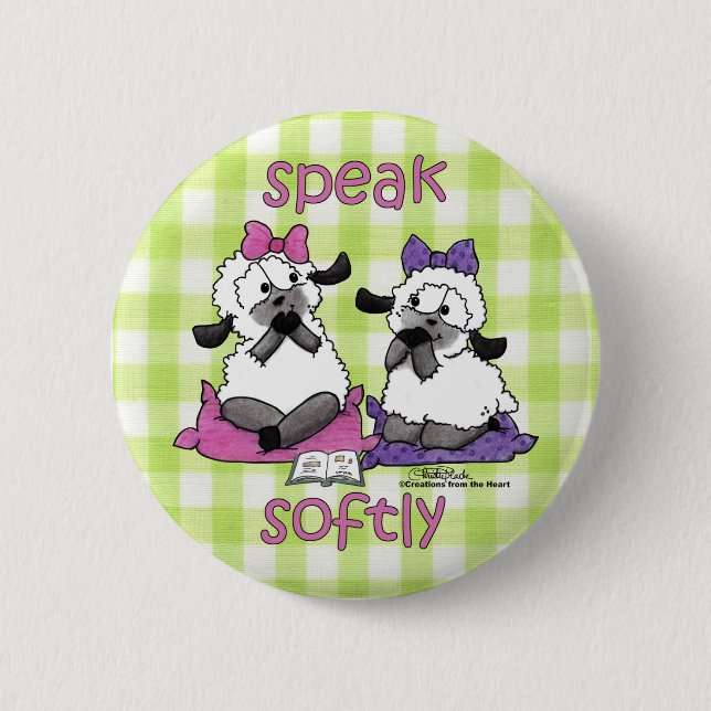 Speak Softly Lambs Pinback Button (Front)