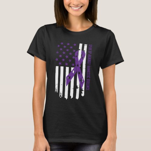 Speak Up Against Domestic Violence Purple Ribbon T_Shirt