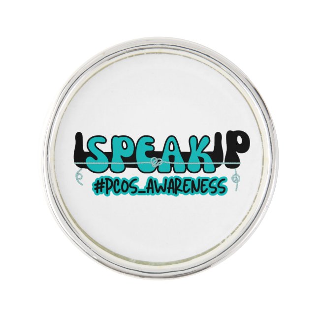 Speak Up PCOS Polycystic Ovary Syndrome Awareness Lapel Pin (Front)