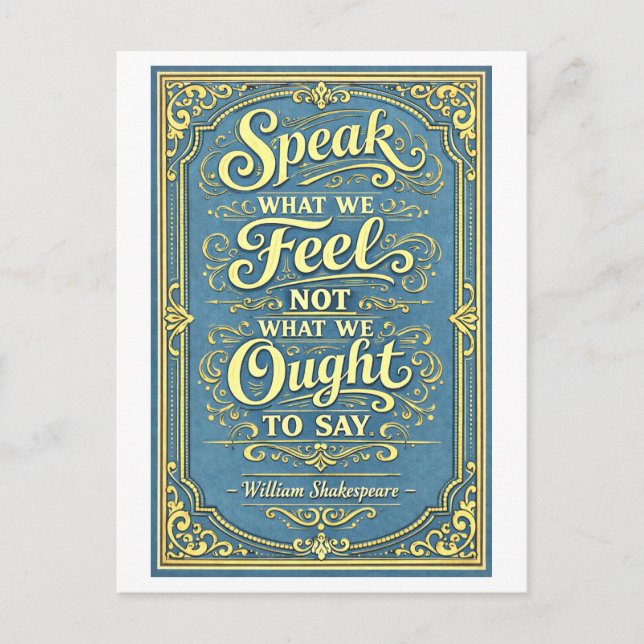 "Speak What We Feel" Shakespeare Postcard (Front)