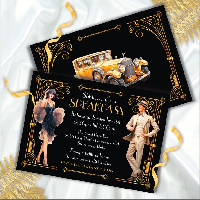 Speakeasy Flapper Great Gatsby Art Deco Party Invitation (Creator Uploaded)