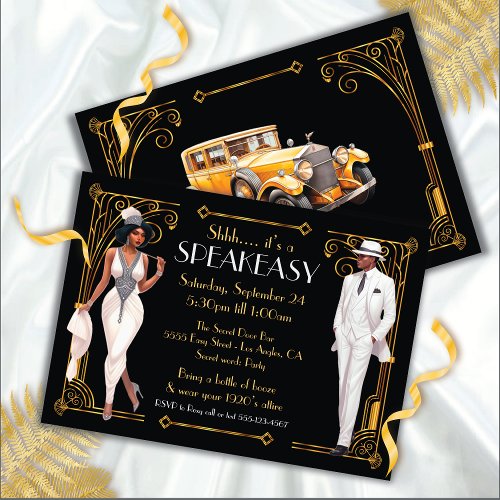 Speakeasy Flapper Great Gatsby Harlem Nights Invitation