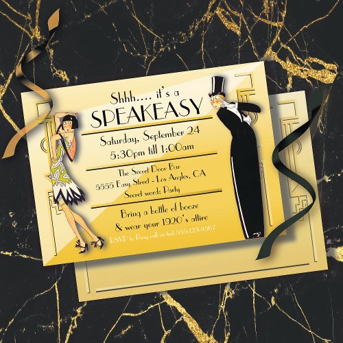 Speakeasy Flapper Great Gatsby Party Invitation