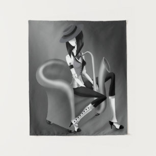 Speakeasy - gray Monochrome  Tapestry