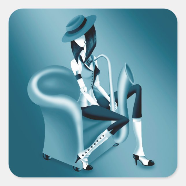 "Speakeasy" – Jazz-Inspired Square Sticker (Front)