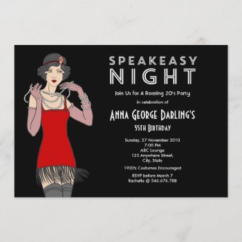 Speakeasy Night Party Roaring 20's Invitation by thepapershoppe at Zazzle
