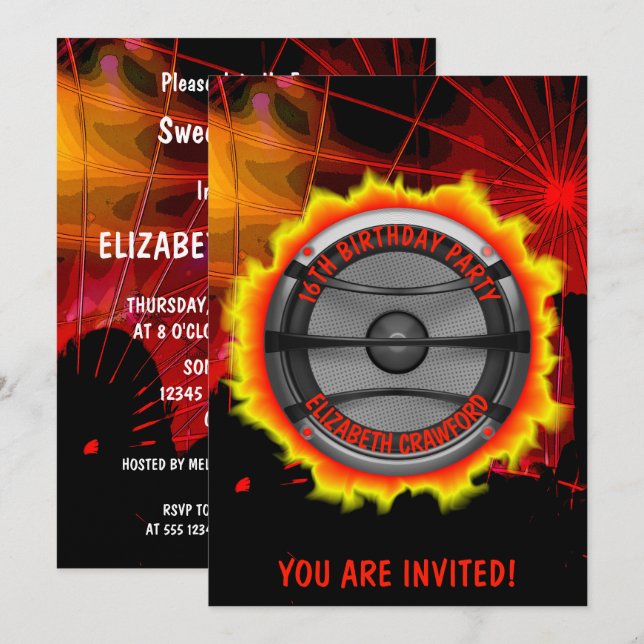 Speaker Birthday Or Any Kind Of Party Invitation (Front/Back)