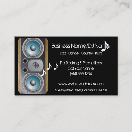Customizable Speaker Music Notes (Music or DJ) Business Cards