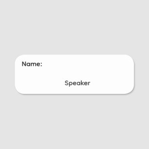 Speaker Reusable Dry Erase Name Tag Pinback
