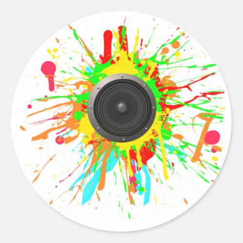 Speaker Splatter _ DJ Music Disc Jockey Audio Classic Round Sticker