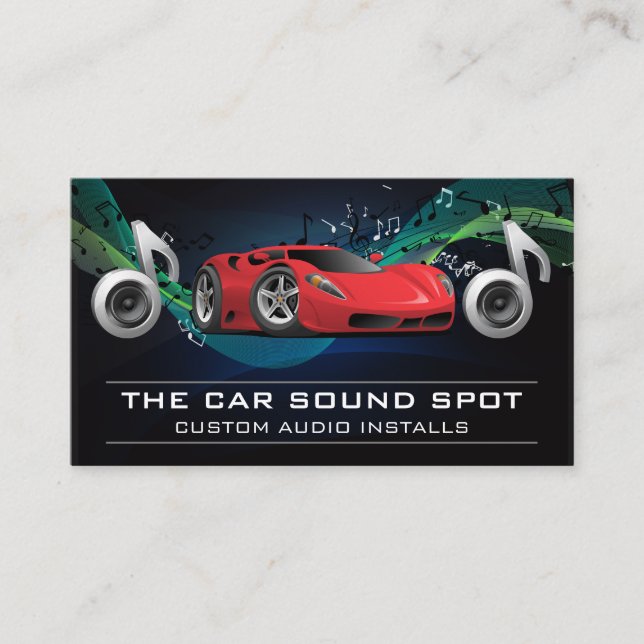 Speakers Subs | Musical Notes | Sports Car Business Card (Front)