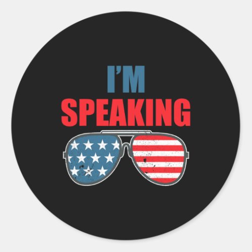 Speaking American Flag Sungles Kamala Harris Debat Classic Round Sticker