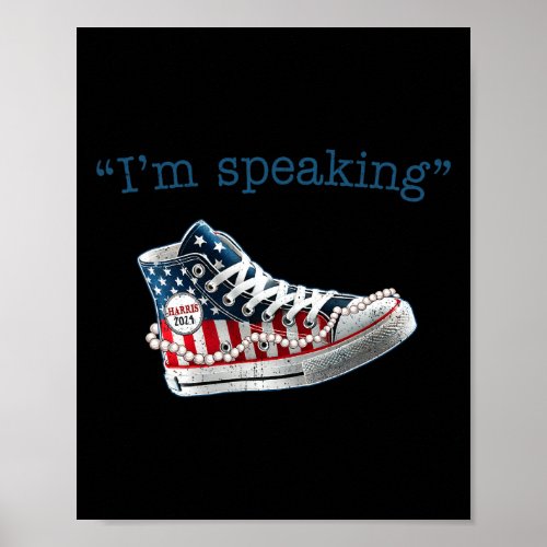 Speaking Kamala Harris President 2024 Usa Flag Sne Poster