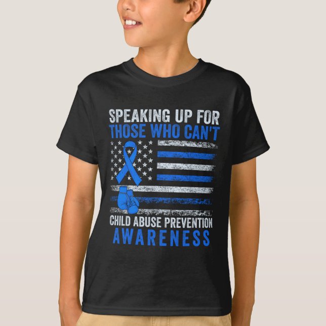 Speaking Up For Who Can't Child Abuse Awareness Bo T-Shirt (Front)