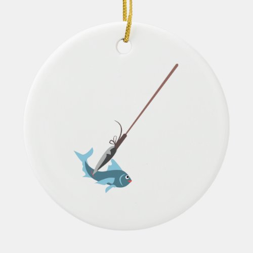 Spear Fishing Ceramic Ornament
