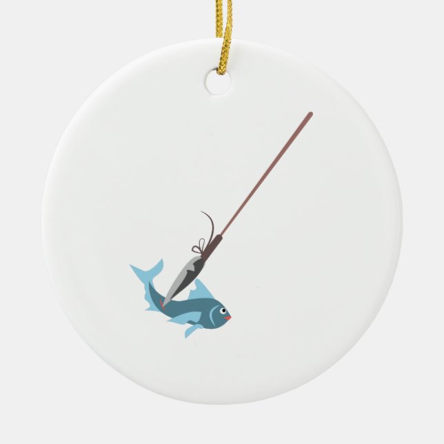 Spear Fishing Ceramic Ornament (Front)