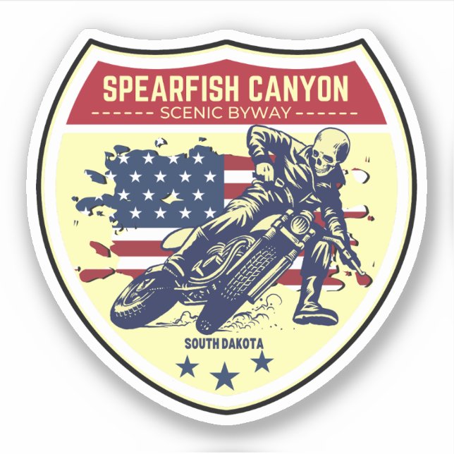 Spearfish canyon motorcycle ride Sturgis Black hil Sticker (Front)