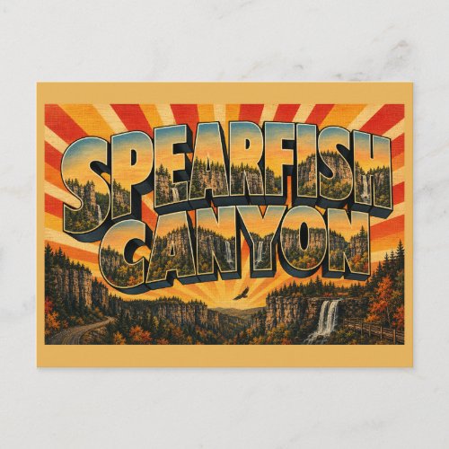 Spearfish Canyon SD Cliffs Waterfalls Forest Art Postcard
