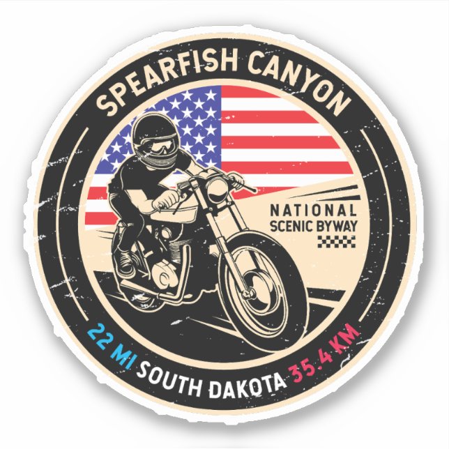 Spearfish Canyon South Dakota Motorcycle Sticker (Front)