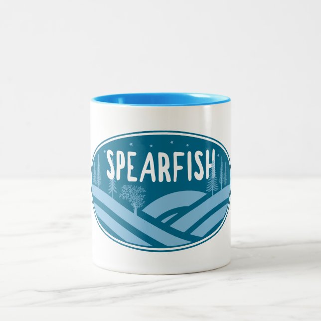 Spearfish South Dakota Outdoors Two-Tone Coffee Mug (Center)