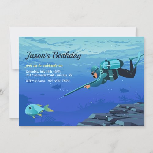 Spearfishing Birthday Invitation