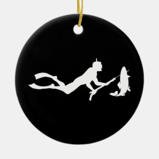 Spearfishing Diver Ceramic Ornament