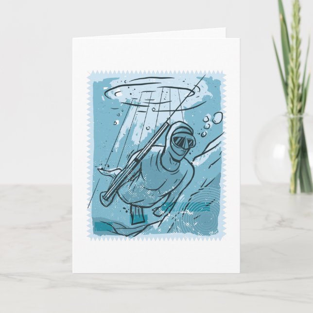 Spearfishing Diver Spear Fishing Diving Gift Card (Front)
