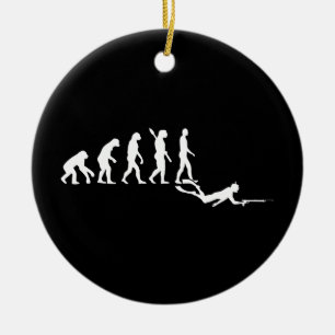 Spearfishing evolution ceramic ornament