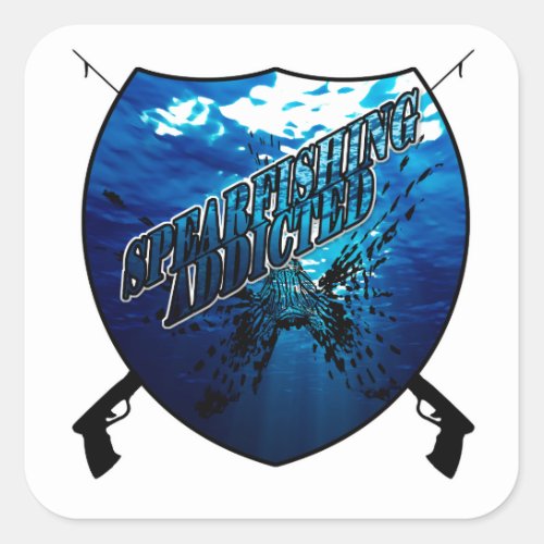 Spearfishing Logo  Fishing  Water Square Sticker