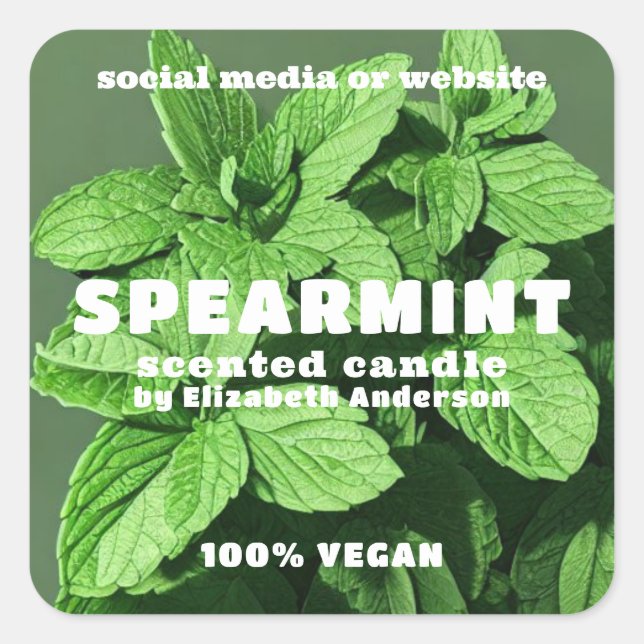 Spearmint Candle Square Sticker (Front)