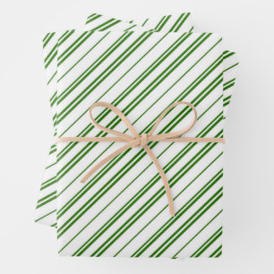Spearmint Candy Cane Christmas Stripes Wrapping Paper Sheets