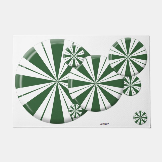 Spearmint Stripe Candy Doormat (Front)