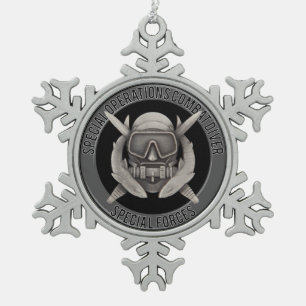 Spec Ops Diver Snowflake Pewter Christmas Ornament