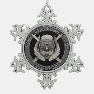 Spec Ops Diver Snowflake Pewter Christmas Ornament