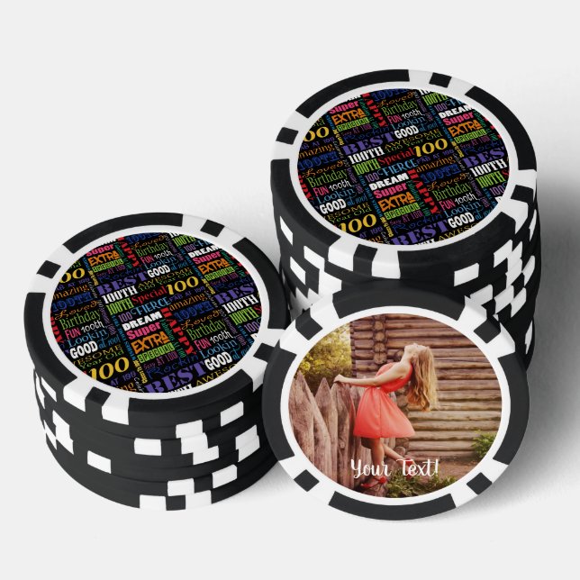 Special 100th Birthday Party Personalized Monogram Poker Chips (Stack)
