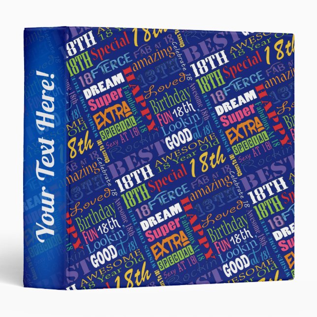 Special 18th Birthday Party Personalized Monogram 3 Ring Binder (Front/Spine)