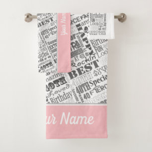 Special 40th Birthday Party Personalized Gifts Bath Towel Set