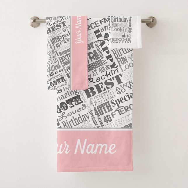 Special 40th Birthday Party Personalized Gifts  Bath Towel Set (Insitu)