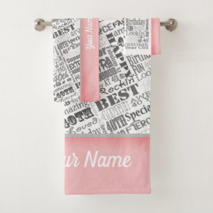 Special 40th Birthday Party Personalized Gifts Bath Towel Set