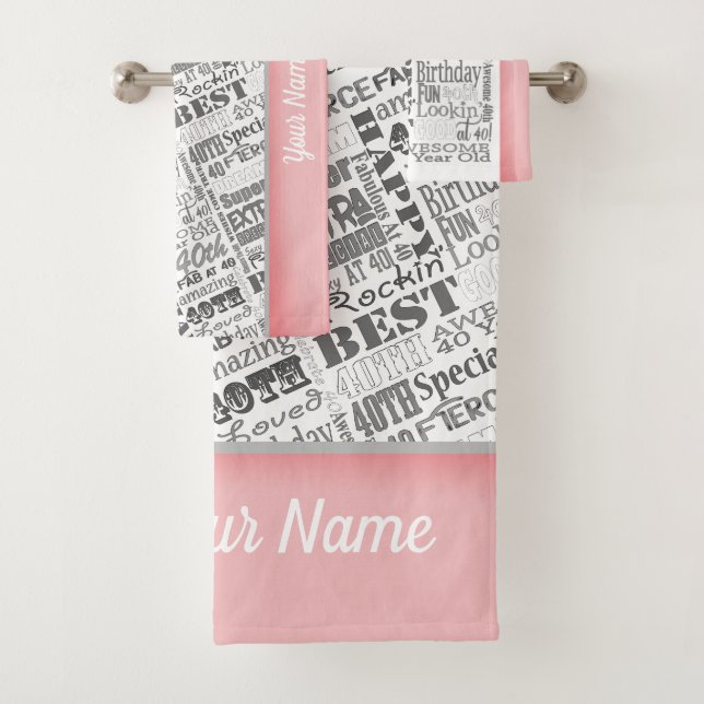 Special 40th Birthday Party Personalized Gifts Bath Towel Set (Insitu)
